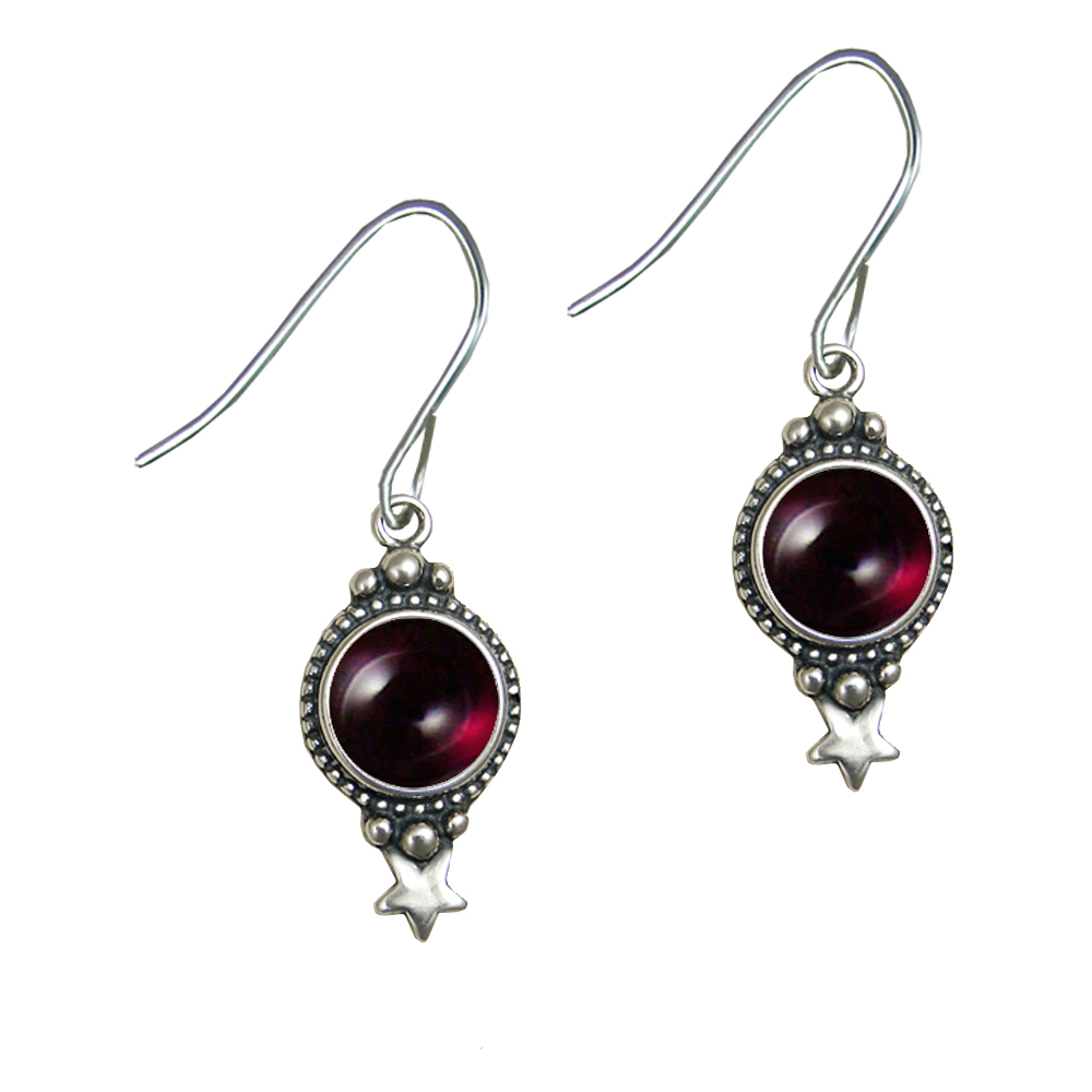 Sterling Silver Drop Dangle Earrings Garnet